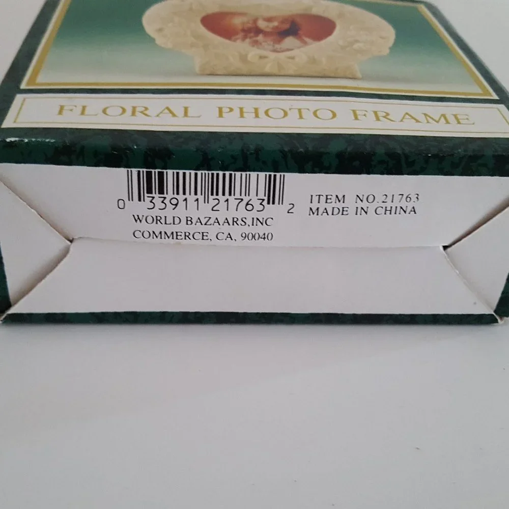 Heart Picture Frame Unglazed Embossed Ceramic 4.5W x 4